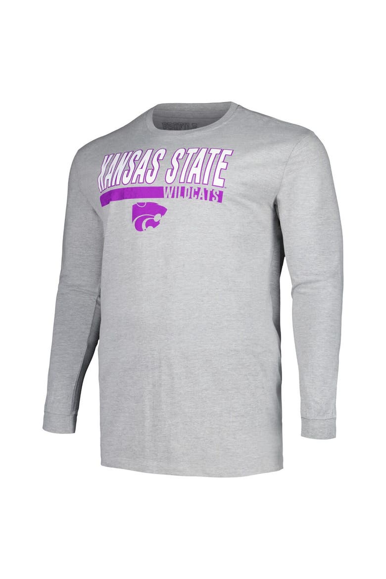 Men's Profile Gray Kansas State Wildcats Big & Tall Two-Hit Long Sleeve T-Shirt, Alternate, color, Gray