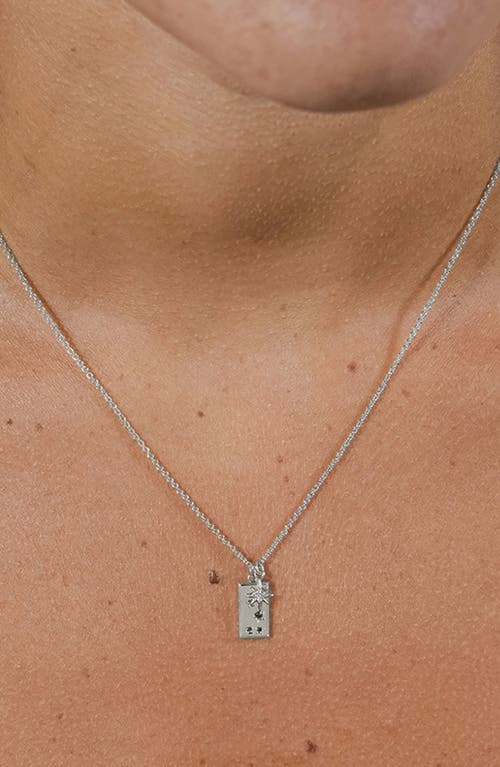 Sterling Forever Cubic Zirconia Burst & Tag Charm Pendant Necklace In Silver