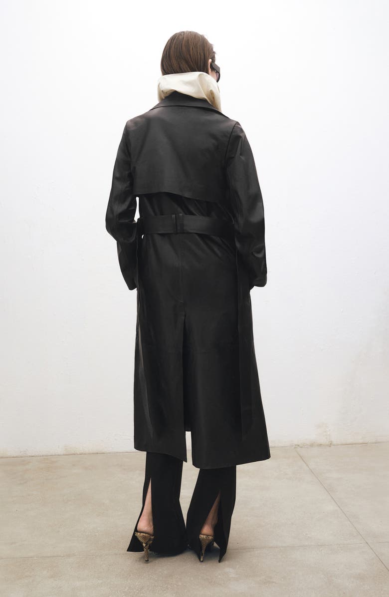 MANGO Leather Trench Coat, Alternate, color, 