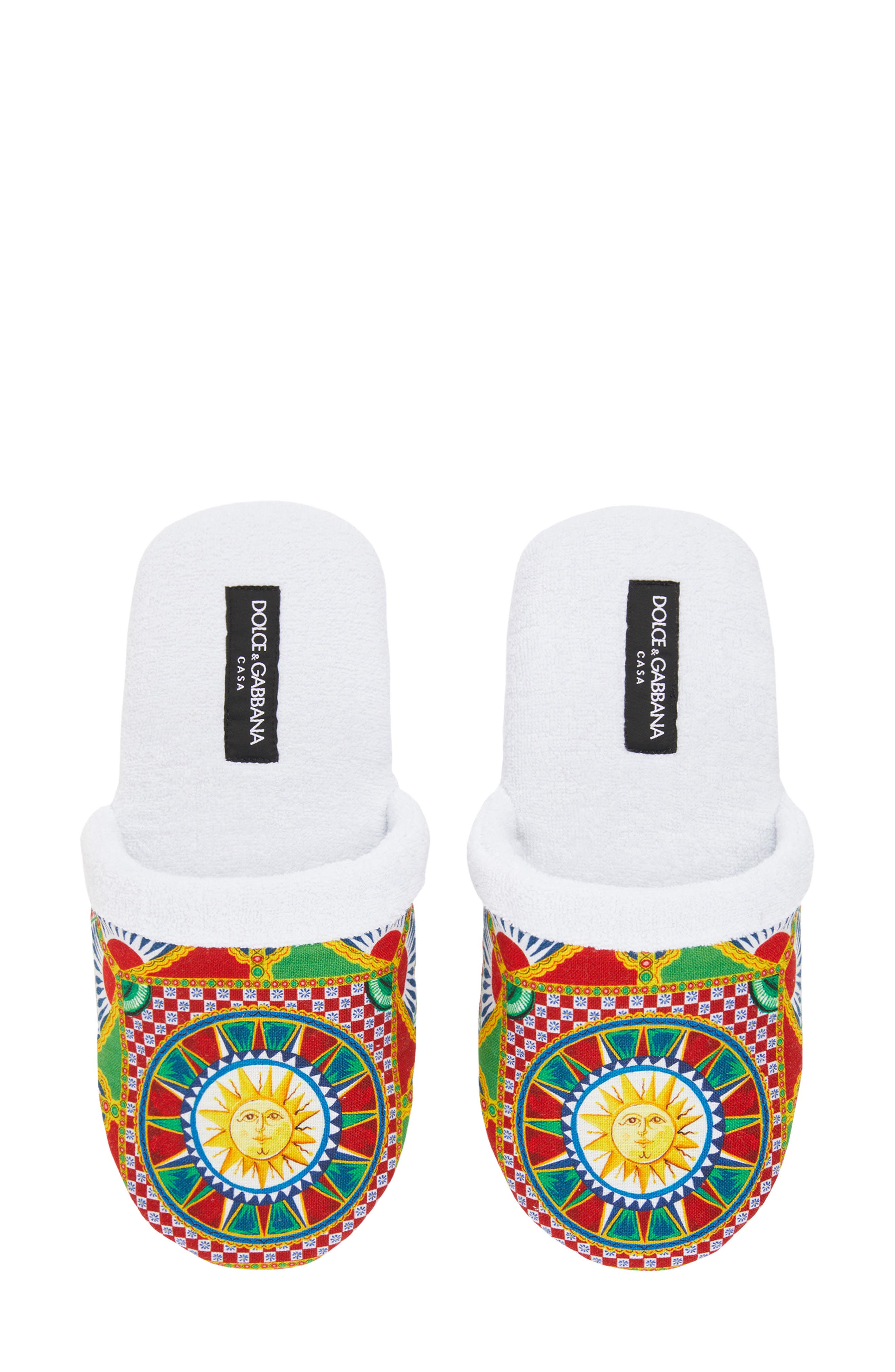 Dolce&Gabbana Carretto Cotton Terry Cloth Scuff Slipper, Alternate, color, 