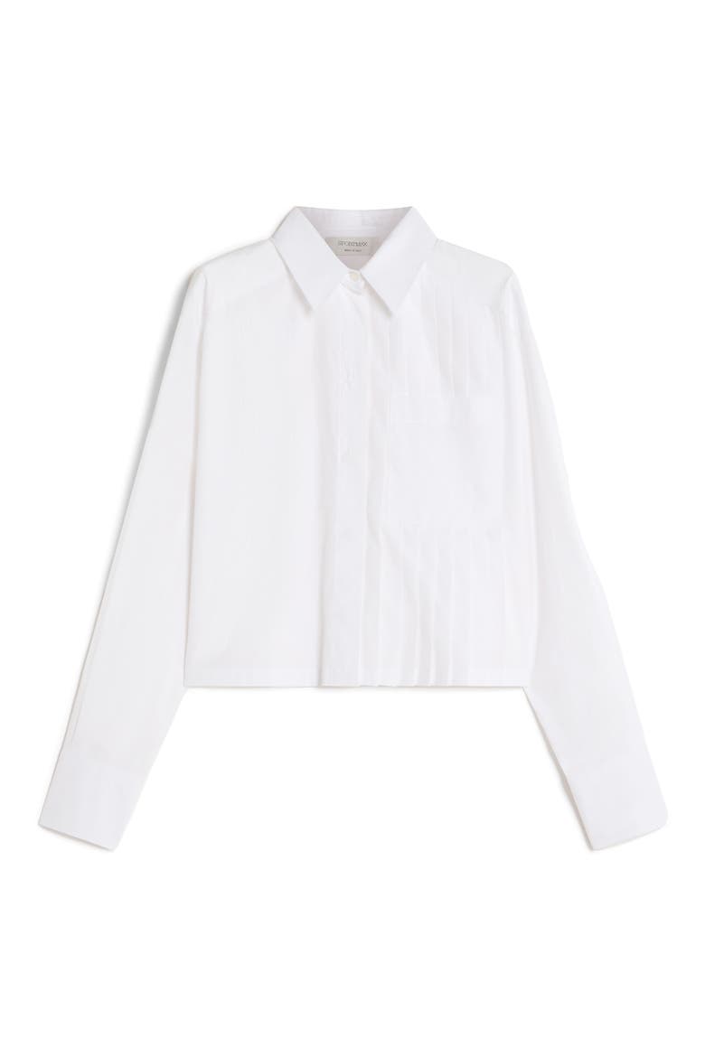 Deborah Pleated Cotton Poplin Button-Up Shirt, Alternate, color, OPTICAL WHITE