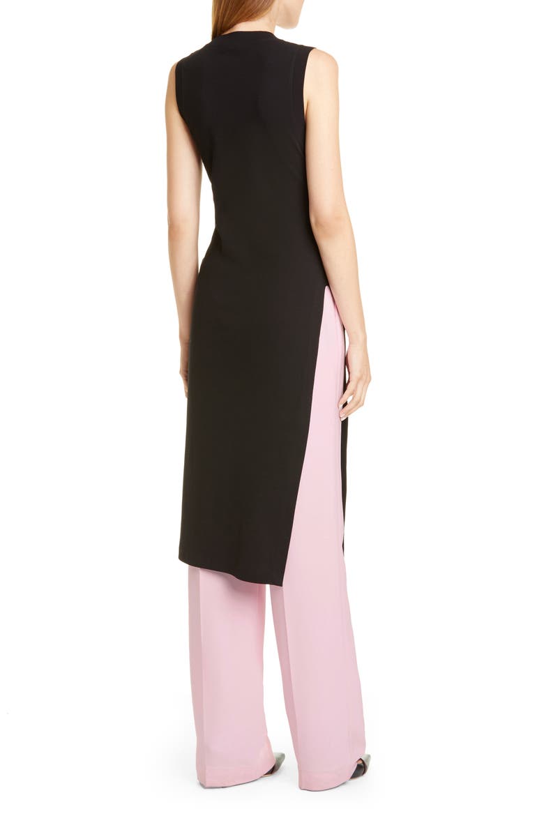 Side Split Rib Cotton Jersey Top, Alternate, color, BLACK
