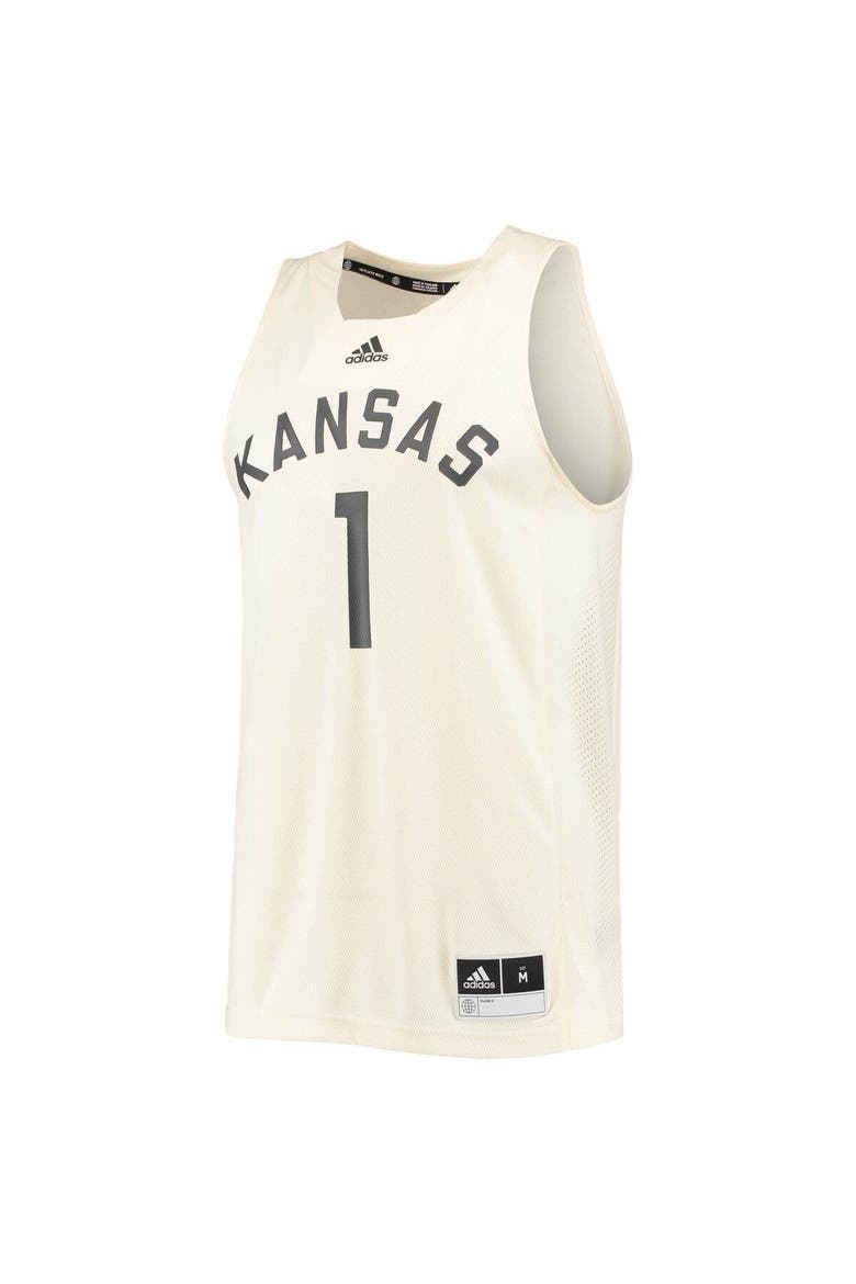 Men's adidas #1 Cream Kansas Jayhawks Reverse Retro Jersey, Alternate, color, Cream