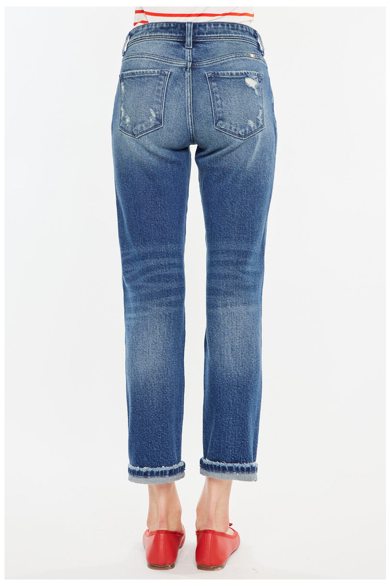Evelin Mid Rise Cropped Straight Jeans, Alternate, color, Dark Wash