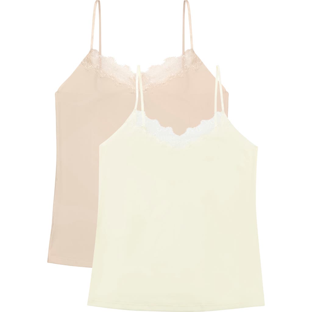 Uwila Warrior 2-Pack Soft Seamless Camisoles with Lace in Winter White/Smoke Grey  product