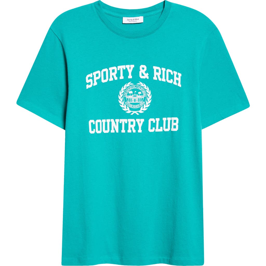 Sporty And Rich Sporty & Rich Varsity Crest Graphic T-shirt In Green