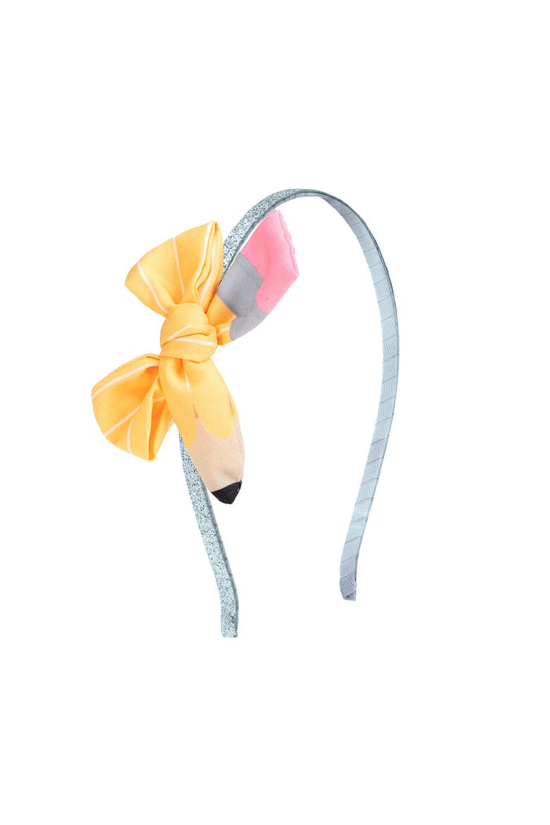 School Days Pencil Bow Headband, Main, color, Yellow