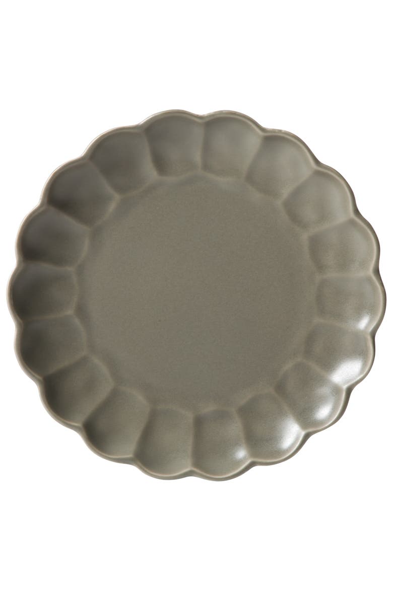 Yuelu Bloom 10.75 Inch Embossed Scallop Dinner Plates Set of 4, Alternate, color, Olive Stone