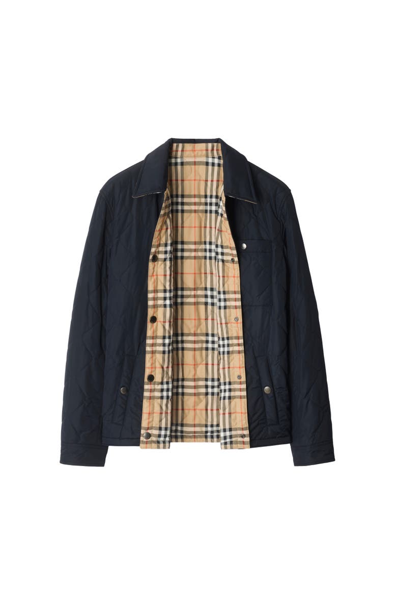Burberry Reversible Quilted Nylon Overshirt, Alternate, color, Navy