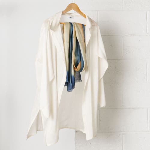 Studio Variously Oceana Beige Soft Linen Silk Handloom Scarf In Beige