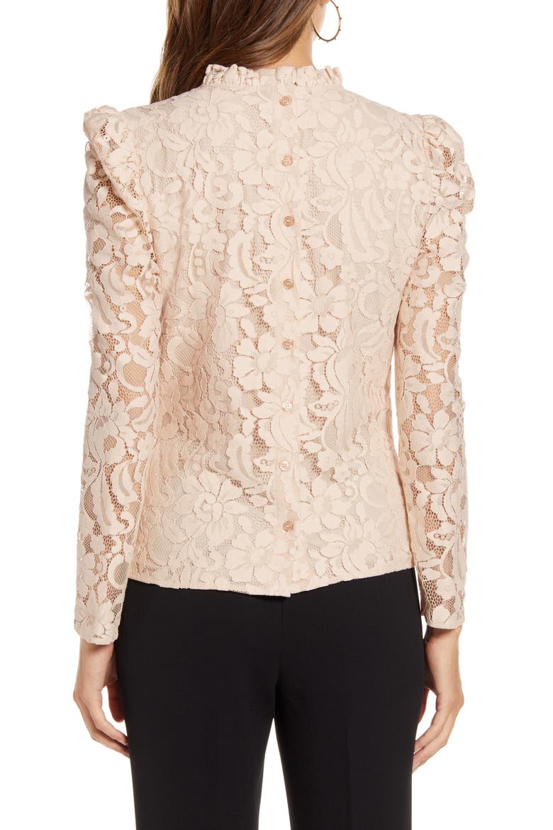 Ruffle Neck Lace Top, Alternate, color, BEIGE SHELL