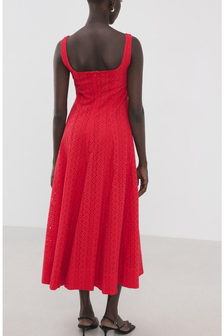 Square Neck Cotton Eyelet Dress, Alternate, color, RED