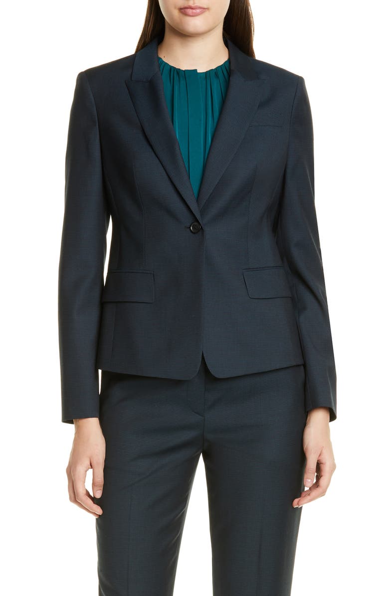 BOSS Jibalena Microcheck Wool Suit Jacket, Main, color, 
