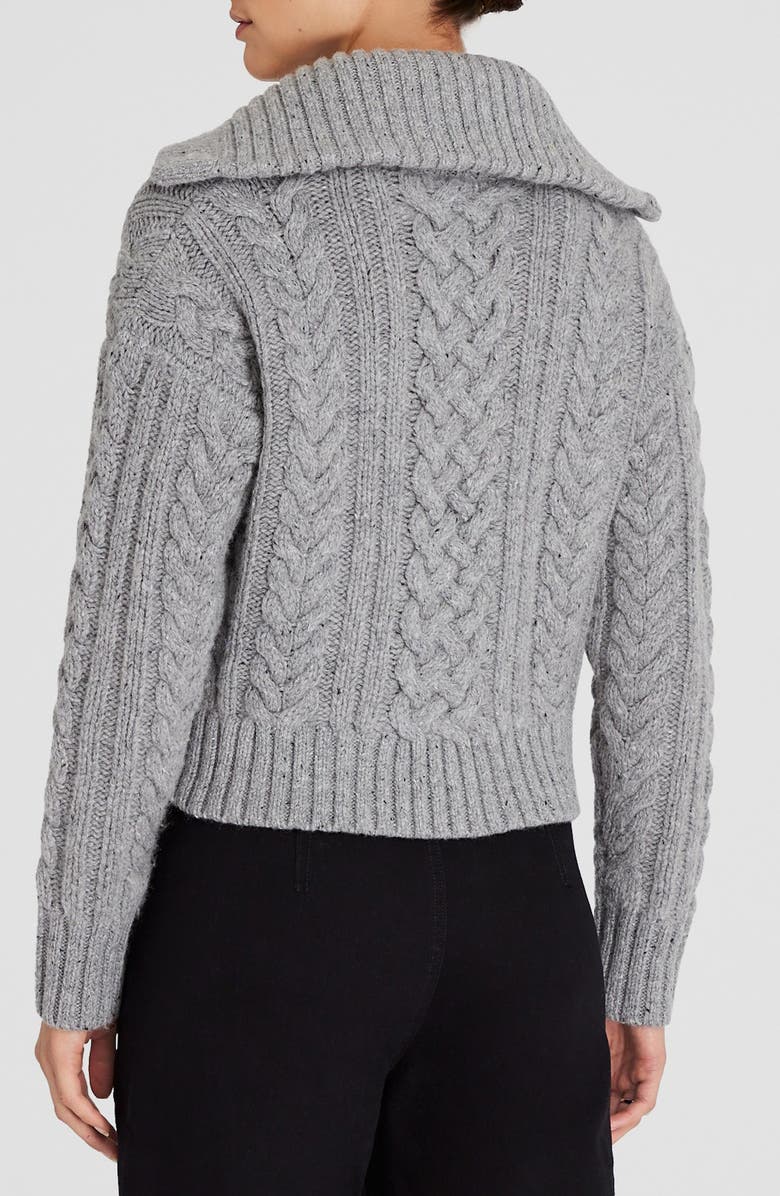 Club Monaco Chunky Mixed Cable Stitch Wool Blend Crop Cardigan, Alternate, color, 