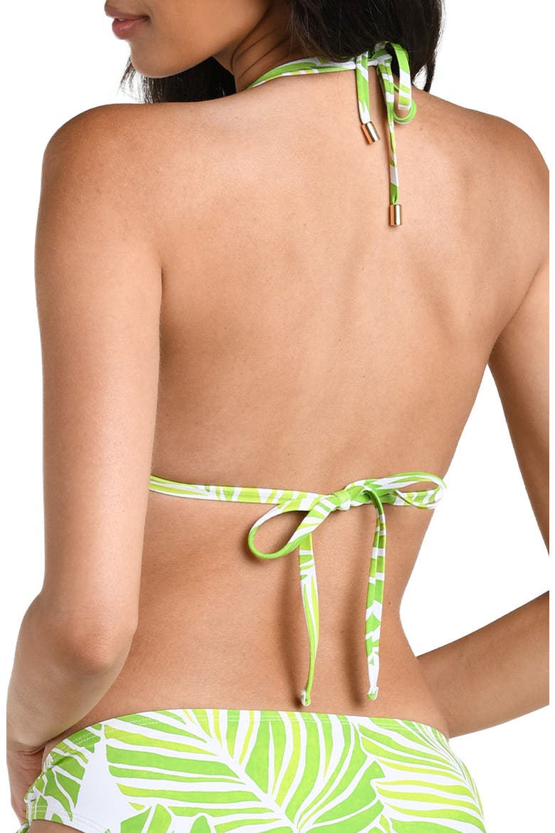 Serene Palm Print Triangle Bikini Top, Alternate, color, APPLE