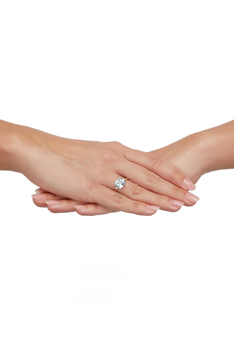 Frankie & Zoe 14K Yellow Gold Cushion Cut Swiss Blue Topaz & Diamond Ring, Alternate, color, Yellow Gold