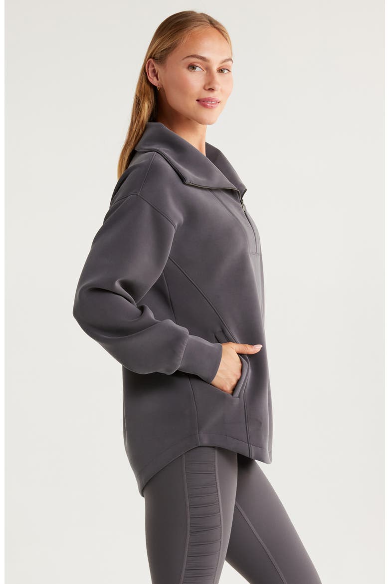 Ultra Soft Half Zip Tunic, Alternate, color, GREY FORGED