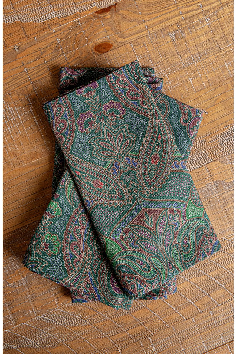 Set of 4 Paisley Linen Napkins, Alternate, color, EVERGREEN