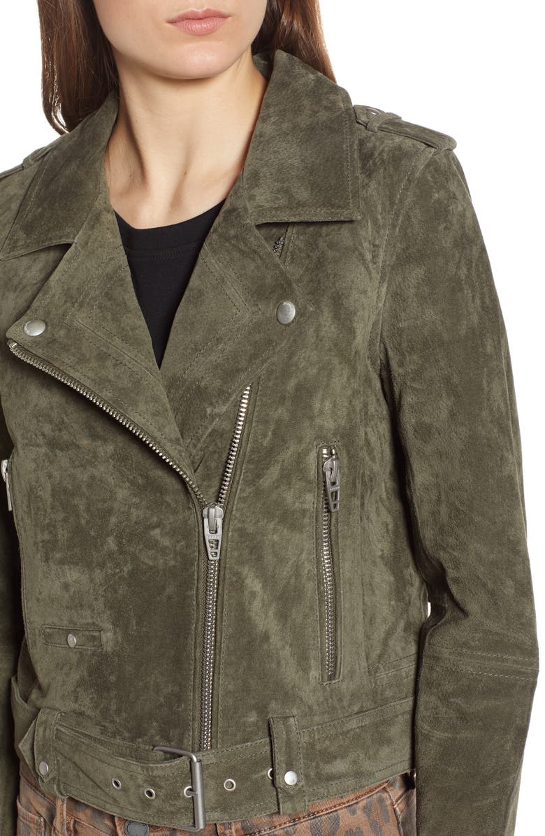 BLANKNYC Suede Moto Jacket, Alternate, color, Herb