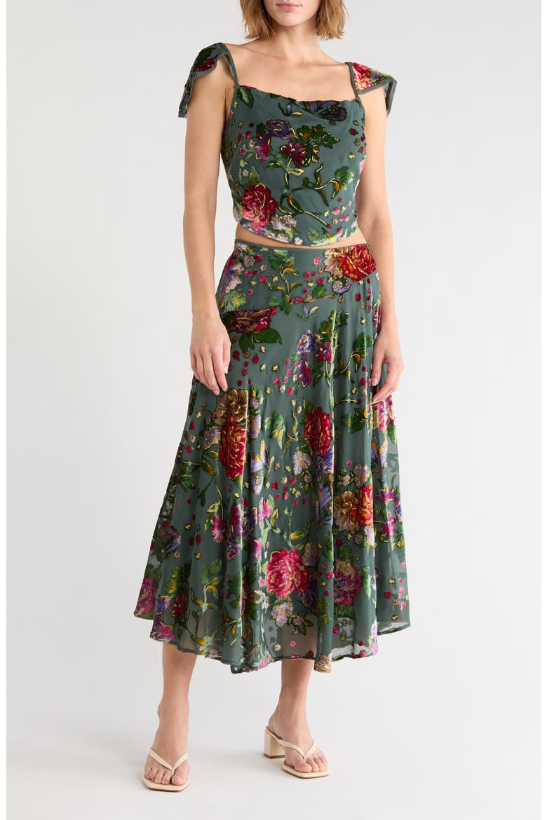 Electra Heart Burnout Velvet 2 Piece Set, Main, color, GREEN