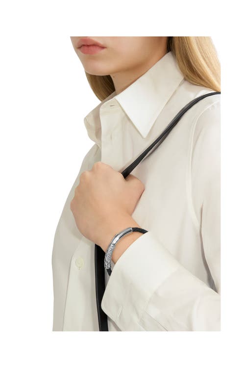 Burberry Leather Check Bracelet In Silver/black