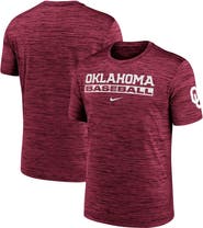 Nike Men's Nike Crimson Oklahoma Sooners Velocity Baseball Wordmark Stack Performance T-Shirt