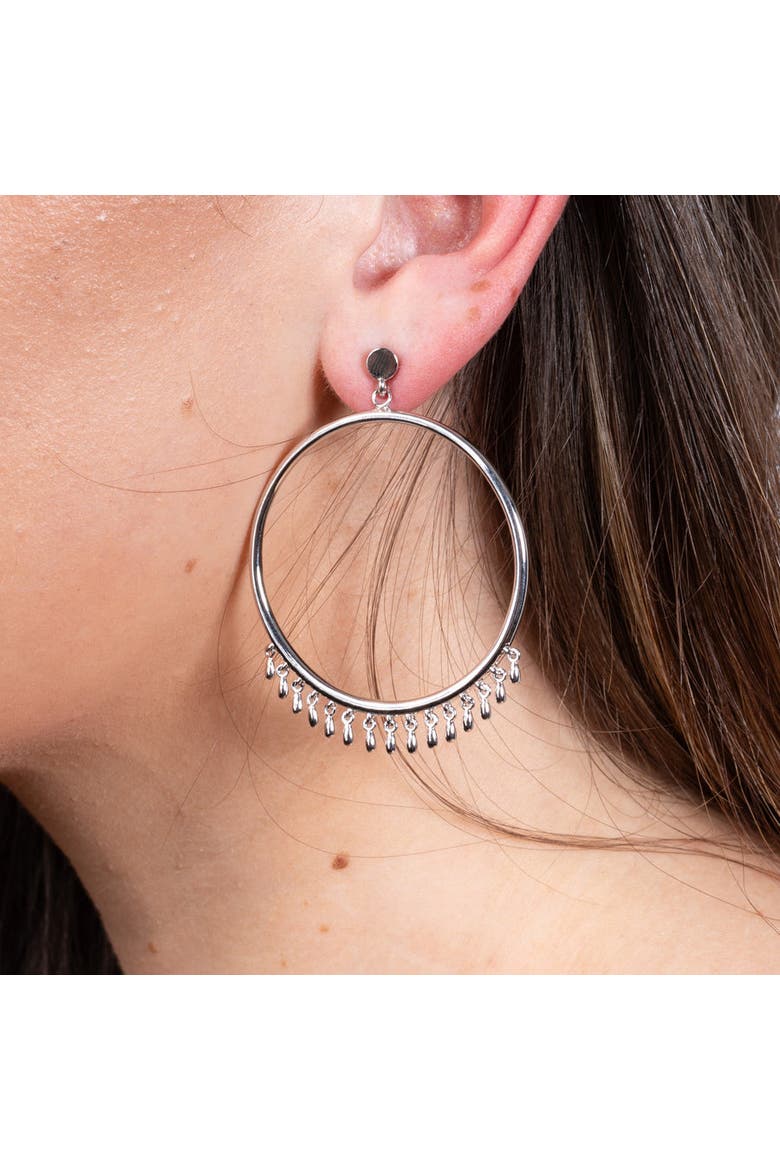 Waterfall Circle Earrings, Alternate, color, Sterling Silver