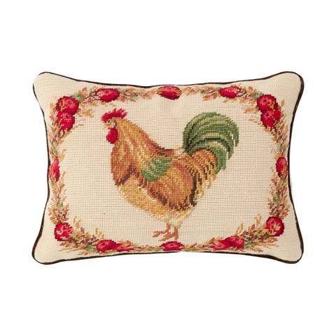 Harvest Rooster Needlepoint Accent Pillow
