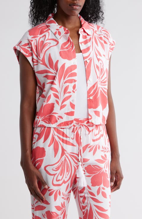 Drawstring Hem Camp Shirt