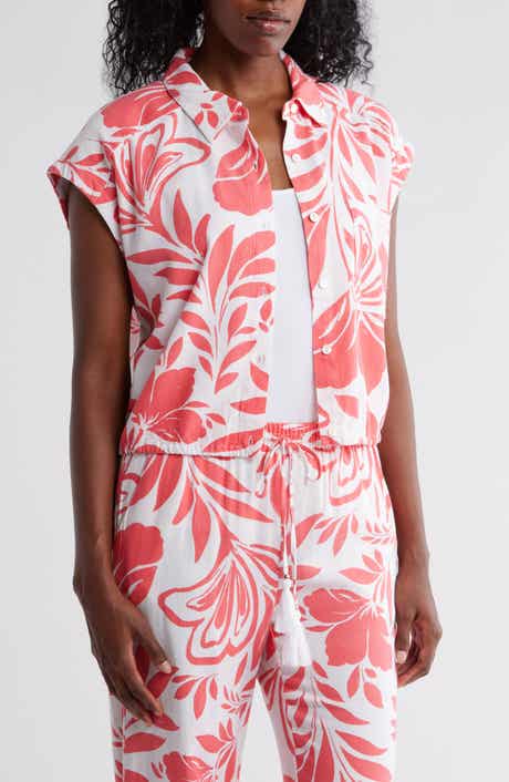 Ellen Tracy Drawstring Hem Camp Shirt