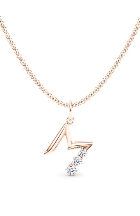 Graduated Lab Created Diamond Initial Letter Pendant Necklace