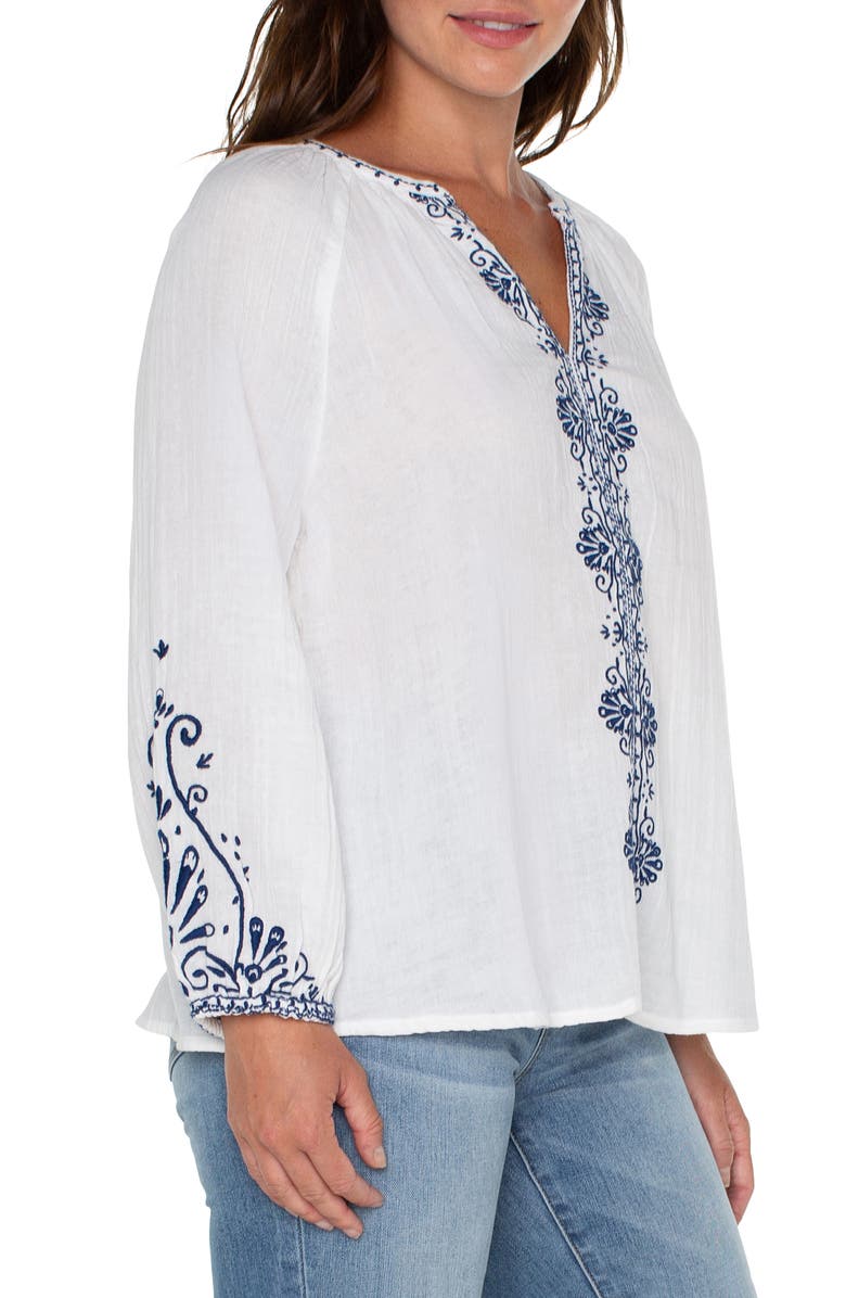 Liverpool Los Angeles Embroidered Double Gauze Top, Alternate, color, 