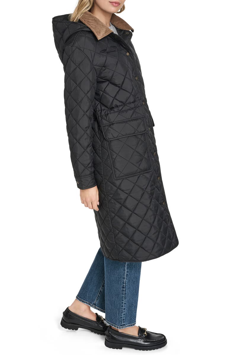 Levi's<sup>®</sup> Diamond Quilted Hooded Long Coat, Alternate, color, Black