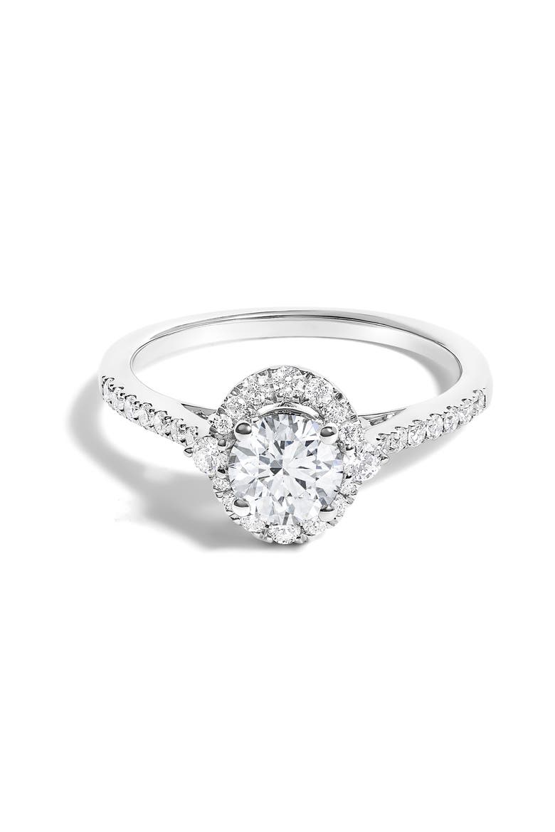 14K White Gold 1.00 Cttw Lab-Grown Diamond Oval Shaped Halo Engagement Ring, Main, color, White