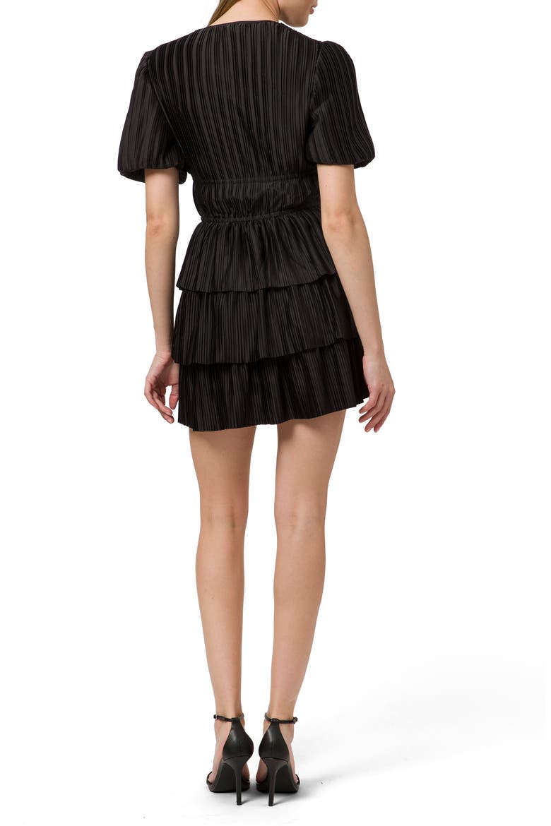 Pleated Tiered Dress, Alternate, color, BLACK