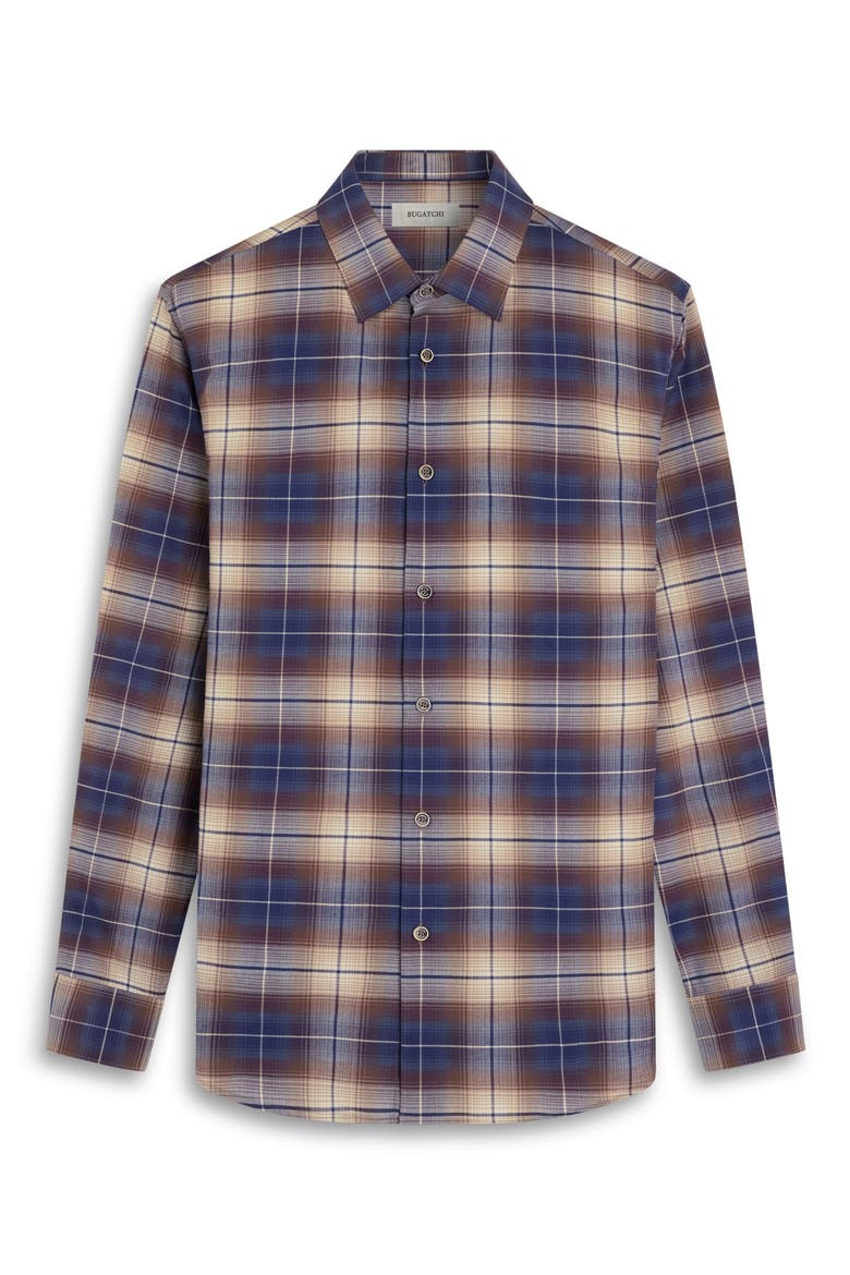 Julian Plaid Cotton & Cashmere Button-Up Shirt, Alternate, color, TOBACCO