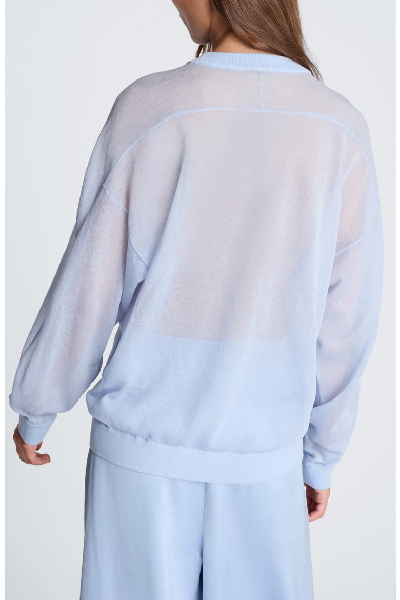 Sheer Crewneck Sweater, Alternate, color, SERENE BLUE