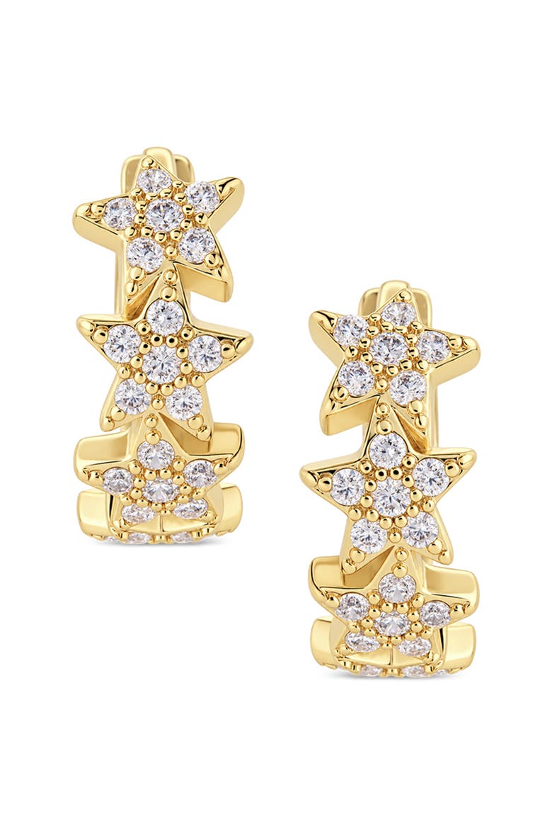 Celestial Charm Cubic Zirconia Huggie Hoop Earrings, Alternate, color, GOLD