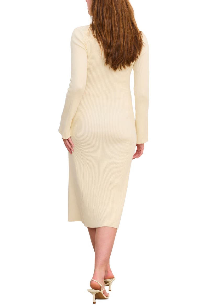 The Odette Ribbed Midi Dress, Alternate, color, Ivory