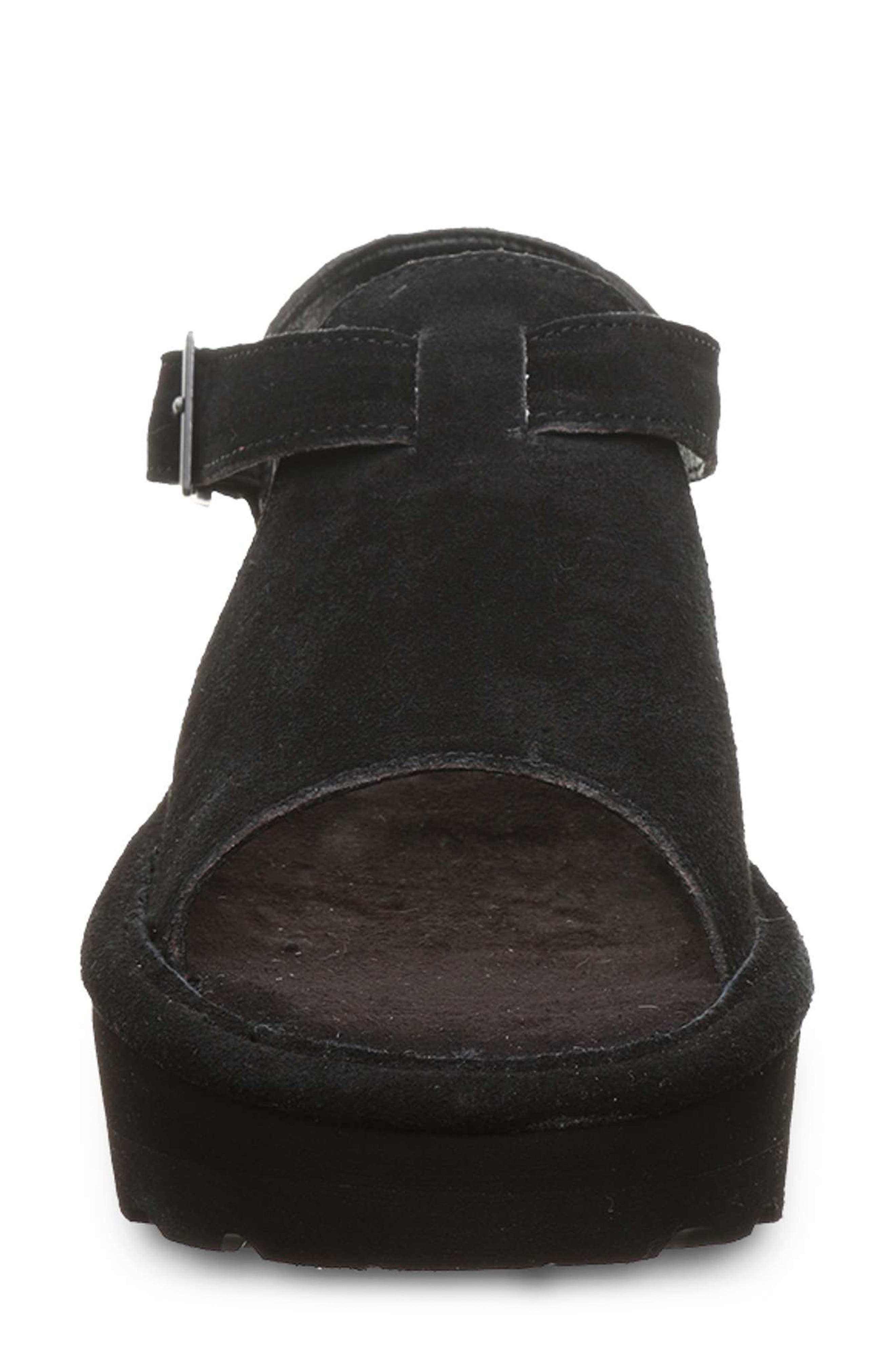 BEARPAW <p>Ascend Faux Leather Wedge Sandal (Women) </p>, Alternate, color, Black