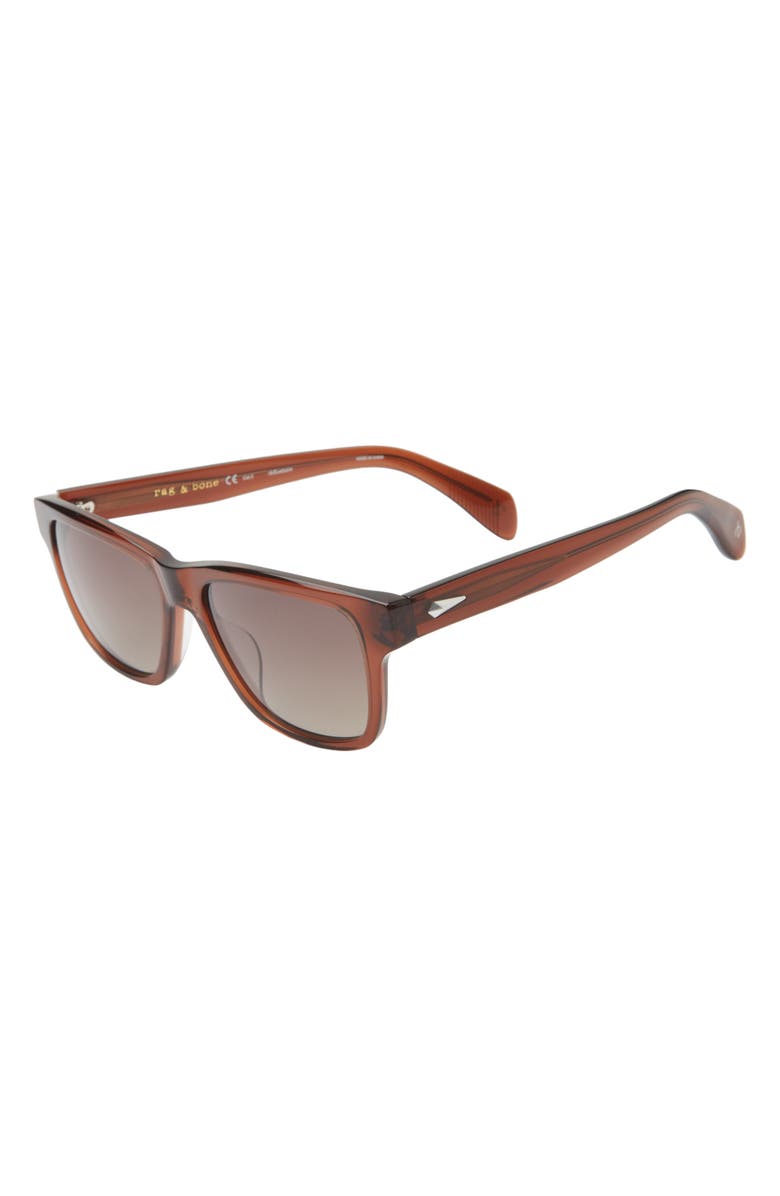 rag & bone 54mm Rectangular Sunglasses, Alternate, color, Crys Brown/ Brown Gradient