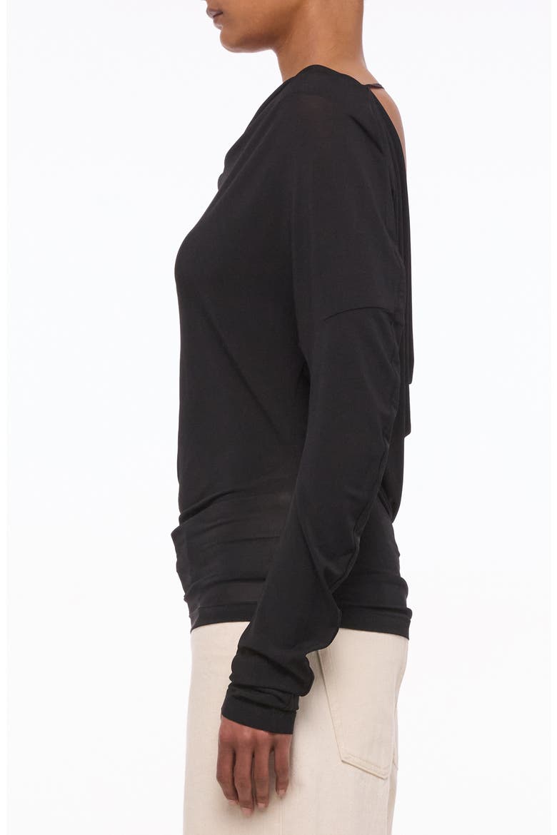 Long Sleeve Cowl Back Top, Alternate, color, BLACK