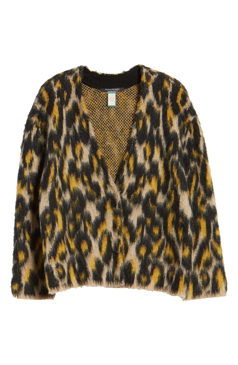 Scotch & Soda Animal Pattern Brushed Cardigan, Alternate, color, 
