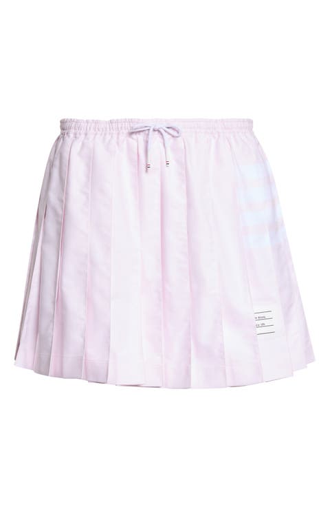 4-Bar Pleated Cotton Oxford Miniskirt