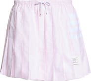 Thom Browne 4-Bar Pleated Cotton Oxford Miniskirt