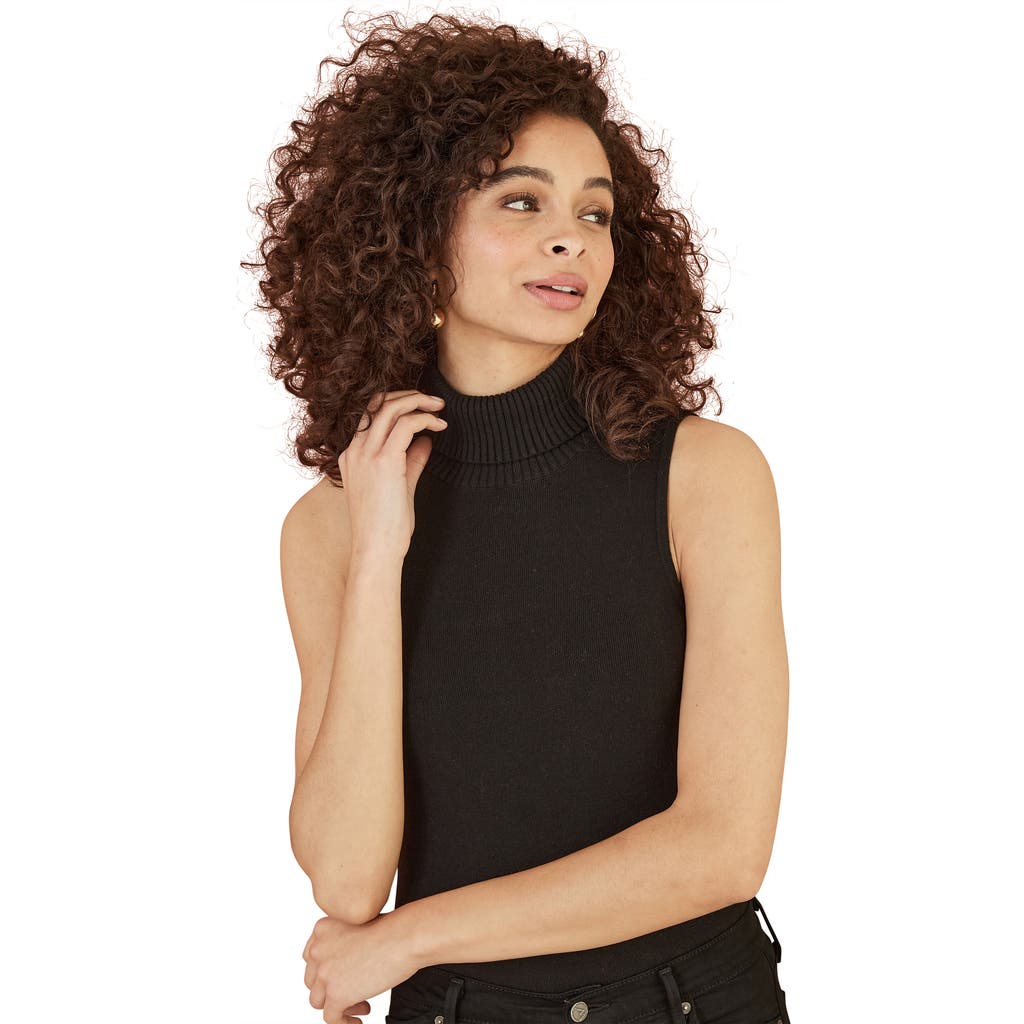 Yumi Roll Neck Sleeveless Sweater In Black