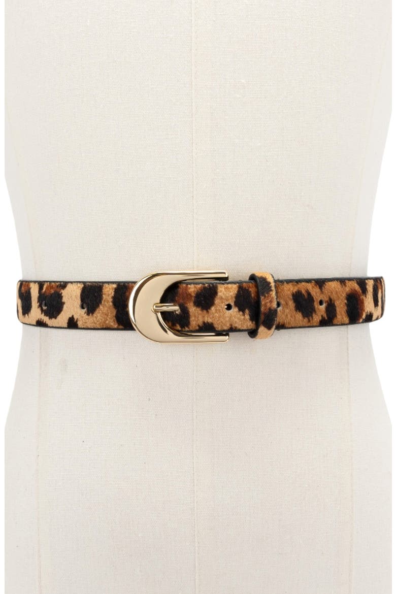 Leopard Calf Hair Slide Belt, Alternate, color, LEOPARD