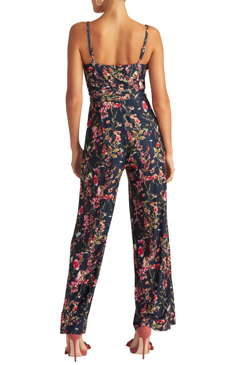 RACHEL Rachel Roy Faux Wrap Jersey Jumpsuit, Alternate, color, Navy Combo
