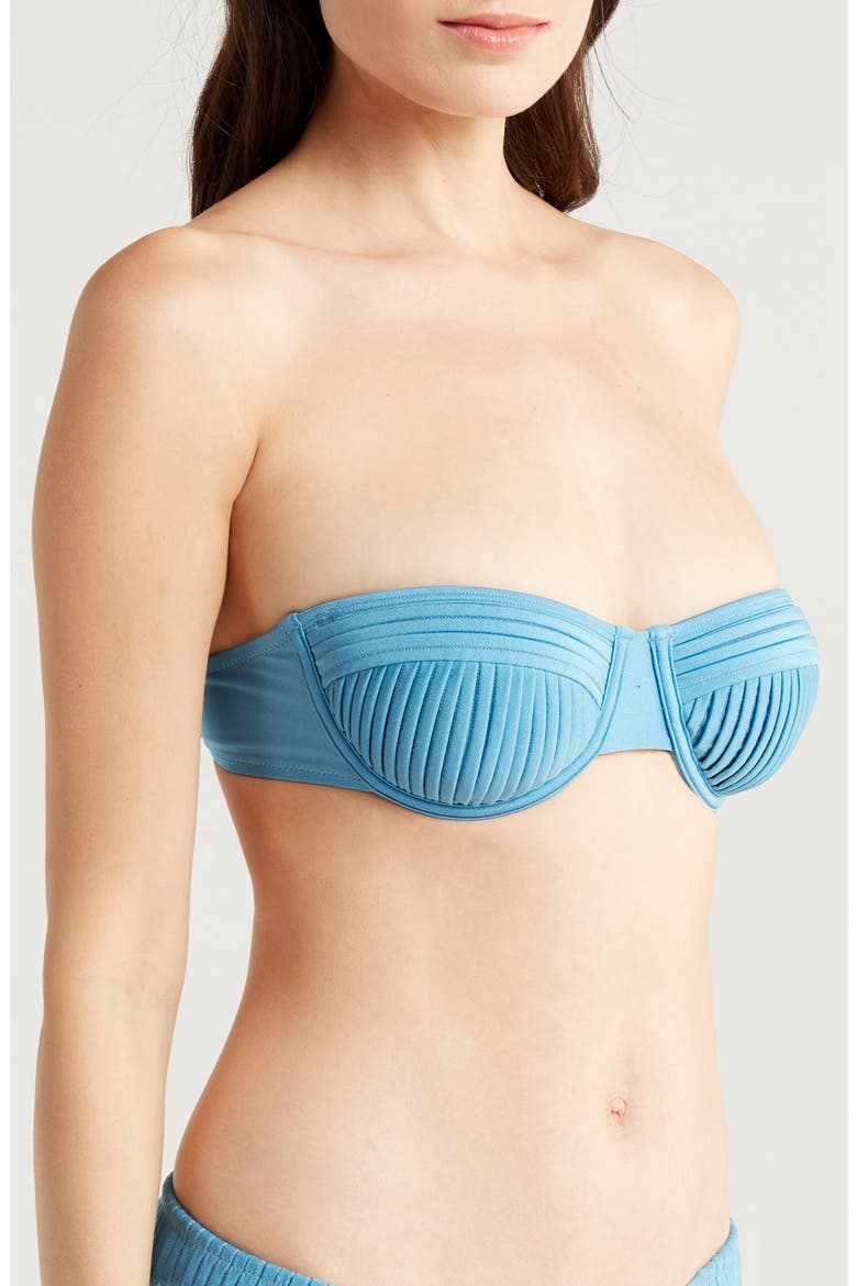 Solene Pleated Underwire Bikini Top, Alternate, color, FRENCH BLUE