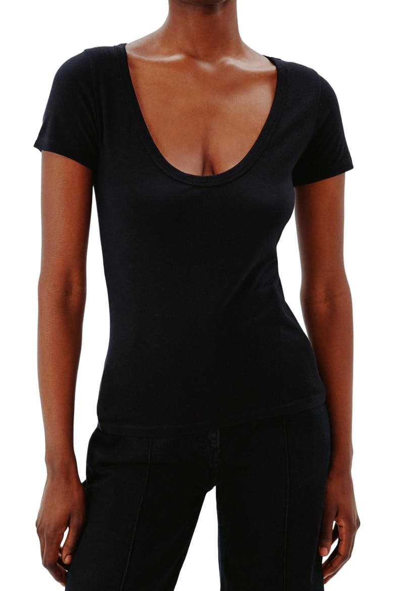 BALLET SCOOP TEE, Alternate, color, BLACK